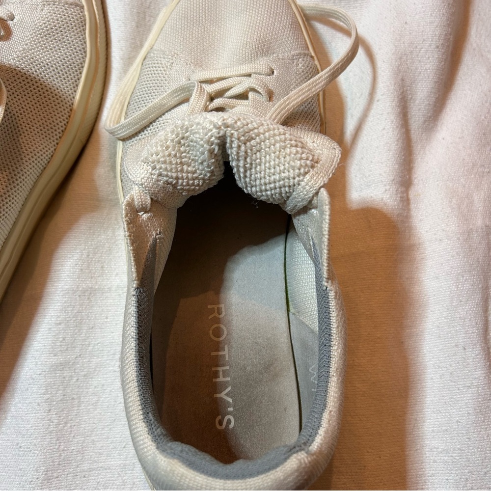 Rothy's RS02 Unisex Lace-Up Sneakers Men 9 Women 10.5 Beige Knit Mesh Comfort - Picture 8 of 8